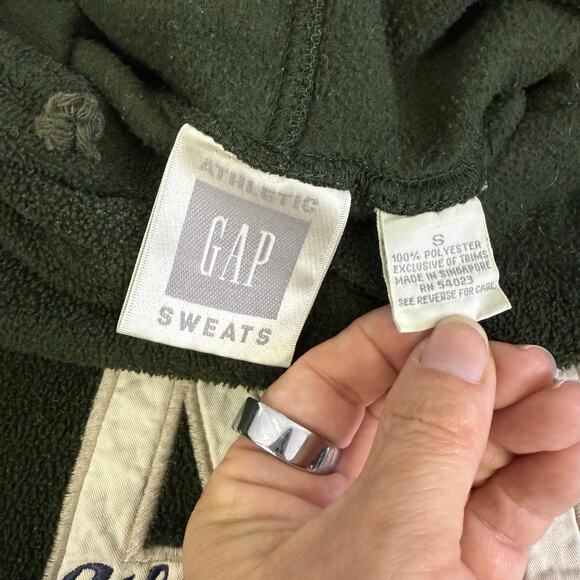 Vintage GAP Athletic Hoodie Forest Green Sherpa Fleece Pullover Small - Picture 5 of 8